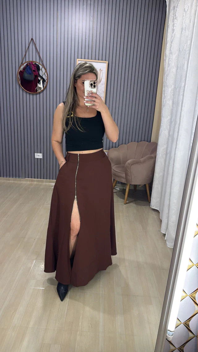 Saia Longa Zíper Bia