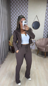 Conjunto calça blazer malha crepe
