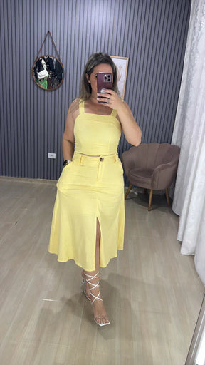 Conjunto Saia Midi Linho