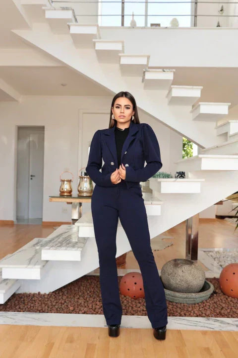 Conjunto calça blazer malha crepe